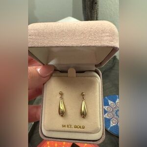 14 KT Yellow Gold Tear Drop Earrings